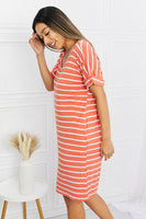 Striped V-Neck Pocket Dress