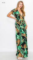 Tropical Palm Wrap Around Dress