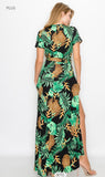 Tropical Palm Wrap Around Dress