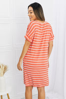 Striped V-Neck Pocket Dress