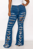 Peek a boo High level Waist  Distressed Jeans