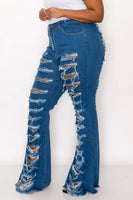 Peek a boo High level Waist  Distressed Jeans