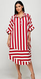 Made you look Stripe MIDI Dress in Red/White