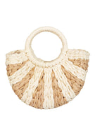 Round crescent straw braided tote