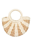 Round crescent straw braided tote